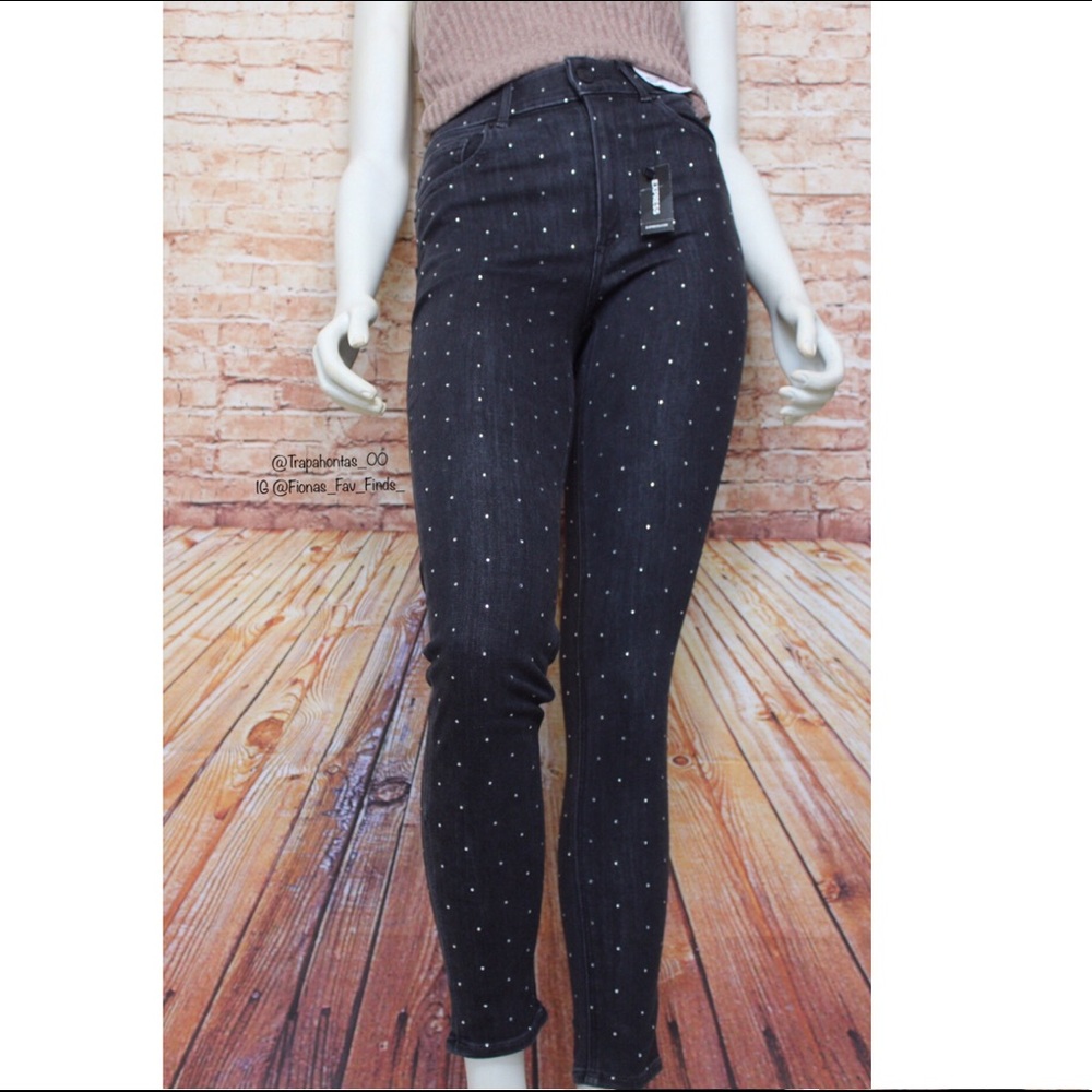 Express | Black Wash Rhinestone Jeweled Skinny Jeans